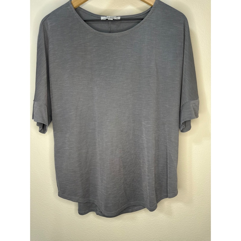 Green Envelope Round Neck Dolman Sleeve‎ Tunic Top Gray Size